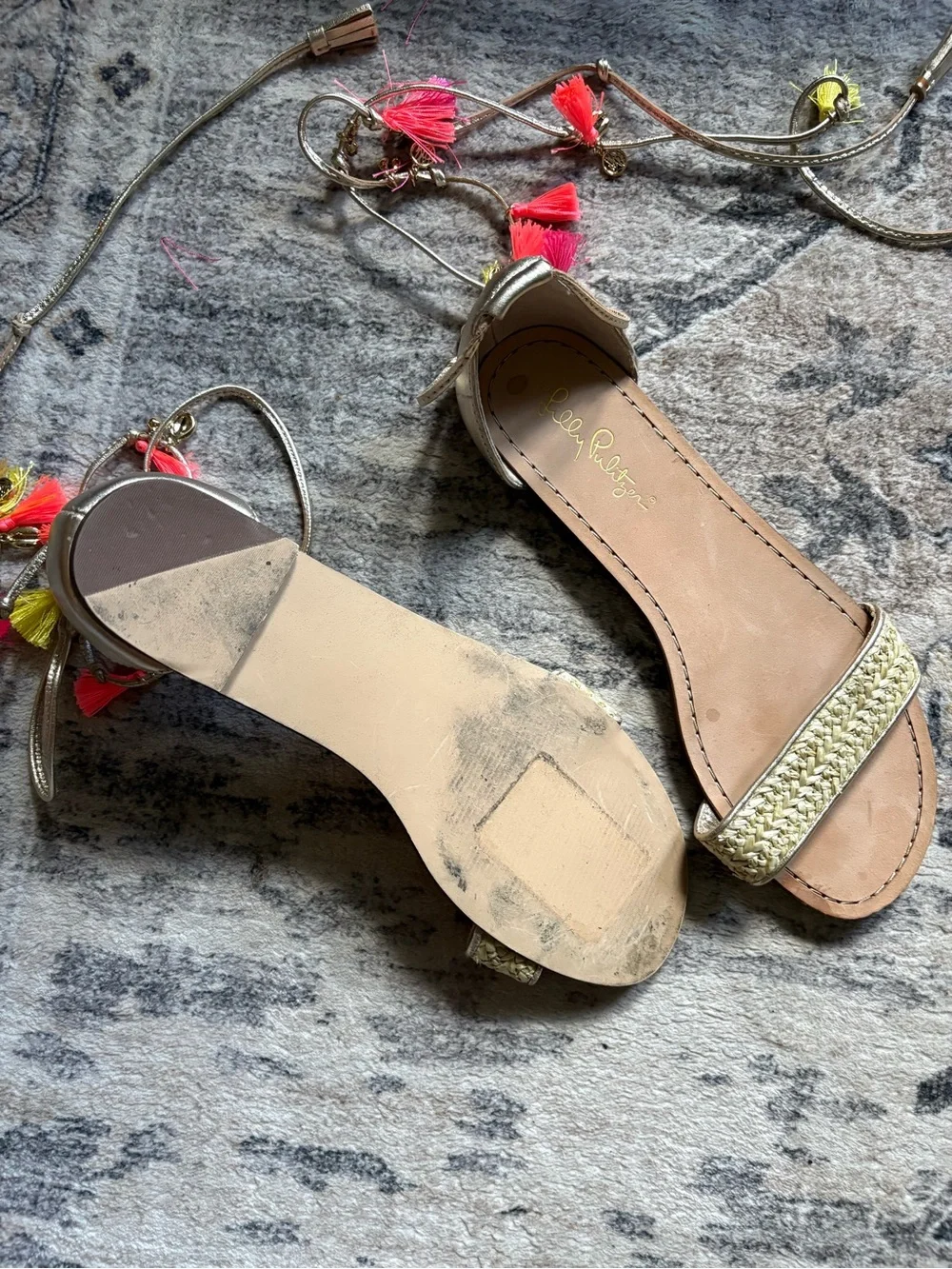 Lilly Pulitzer Willa Sandals Size 7.5 tassels resortwear vacation beach summer